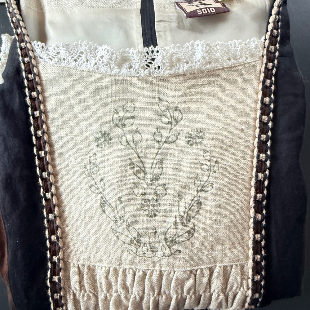 Solo German Dirndl Oktoberfest House Dress Linen Sz 18-20 Lagenlook Costume Art - Picture 7 of 10